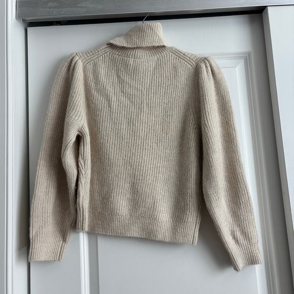 J Crew Women’s Cropped Puff-Sleeve Turtleneck Sweater Cream Sz S Basic Essential - Picture 8 of 10